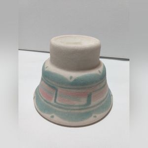 Navajo 70s Vintage sand art pottery candleholder